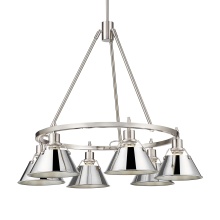 Golden 3306-6 PW-CH - Yep by Golden Lighting Orwell 6-light Chandelier in Pewter and Chrome shade